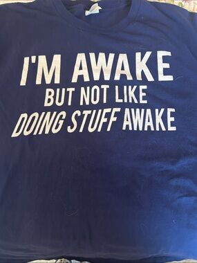 Navy Short Sleeve Graphic Tee - "I'M AWAKE"